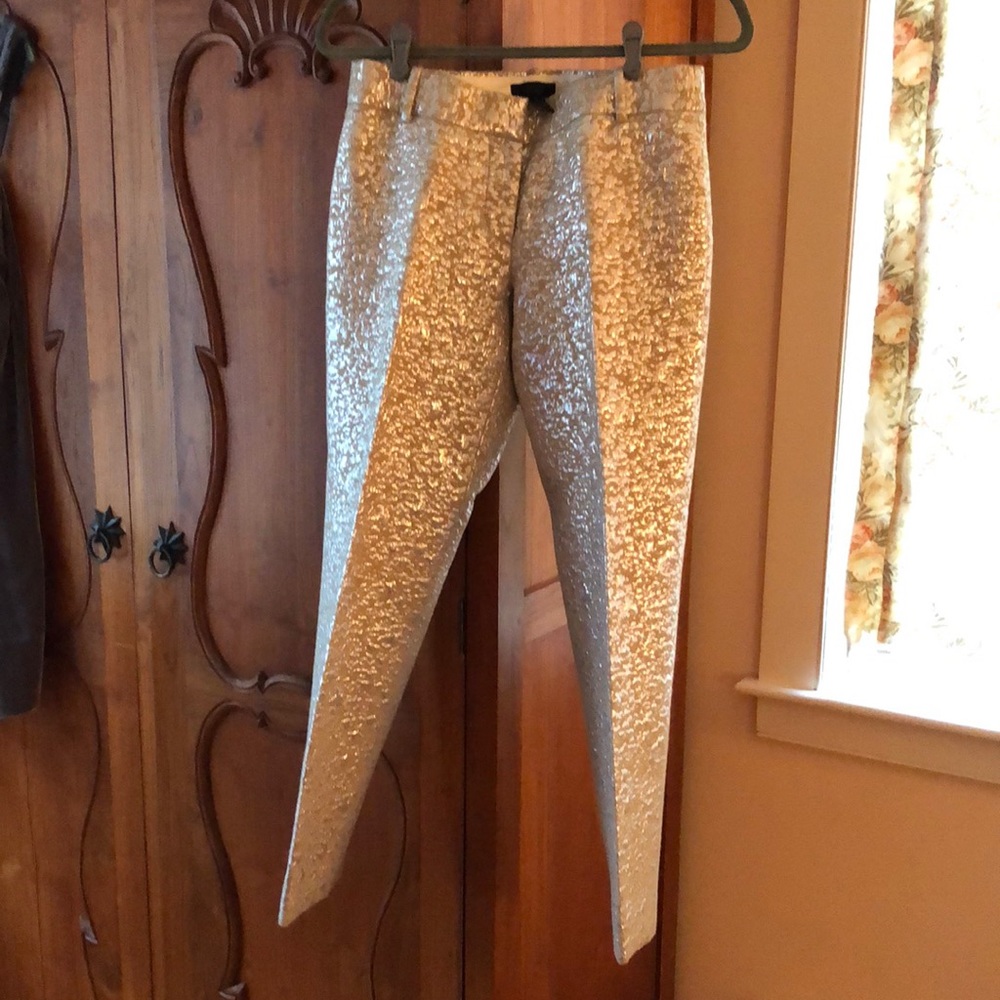 J Crew Collection silver special occasion pants.